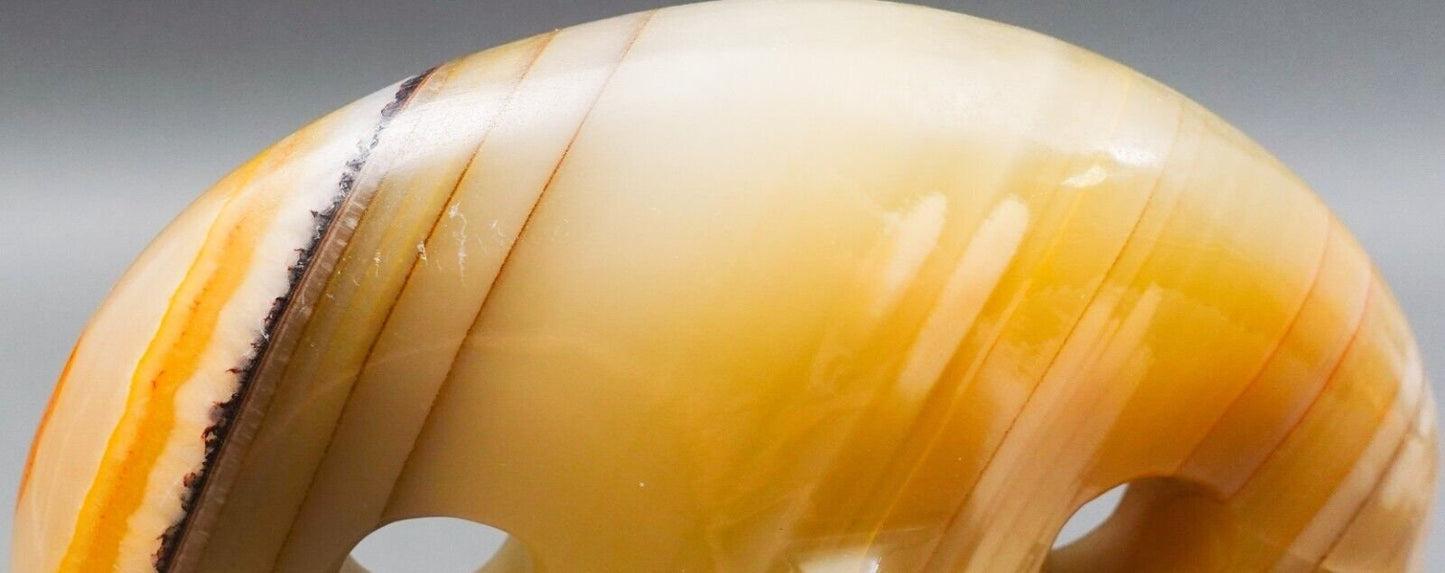 Mid Century Modern Abstract Polished Onyx Stone Owl Sculpture 6 1/2"