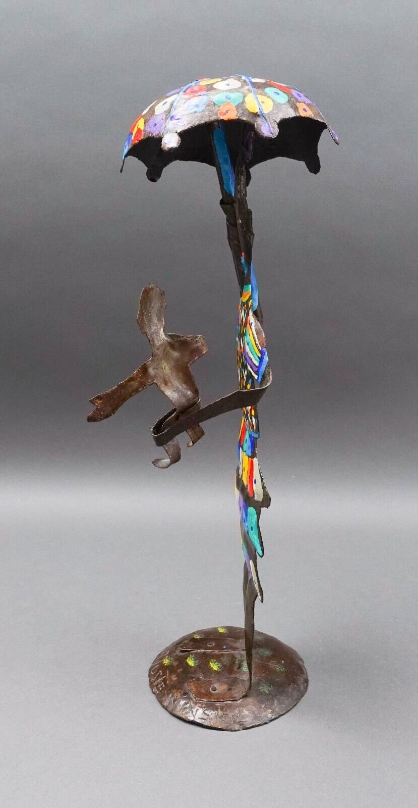 Winston Cajuste (20th C, Haiti) Signed Folk Art Metal Fgurine Sculpture 17 1/4"