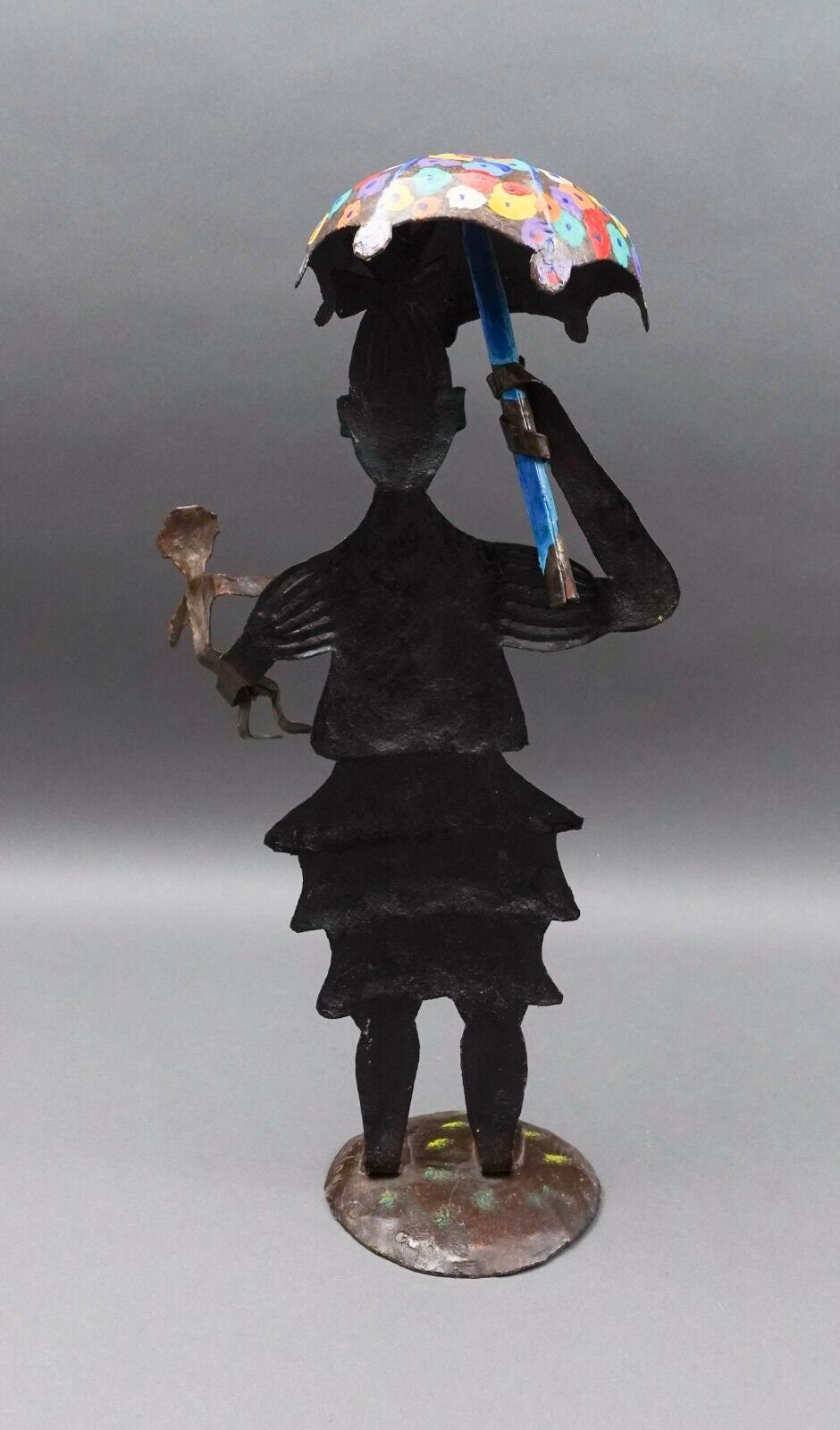 Winston Cajuste (20th C, Haiti) Signed Folk Art Metal Fgurine Sculpture 17 1/4"