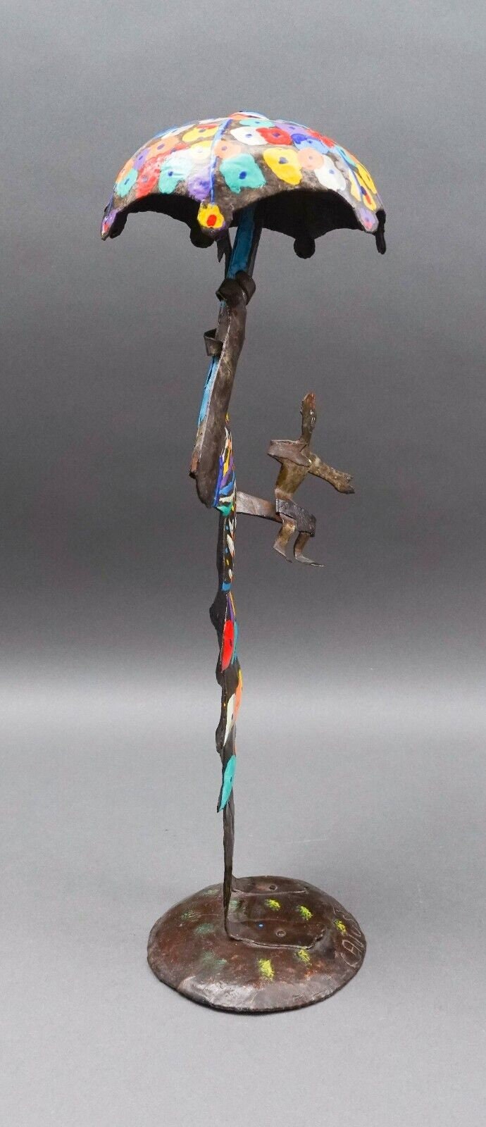 Winston Cajuste (20th C, Haiti) Signed Folk Art Metal Fgurine Sculpture 17 1/4"