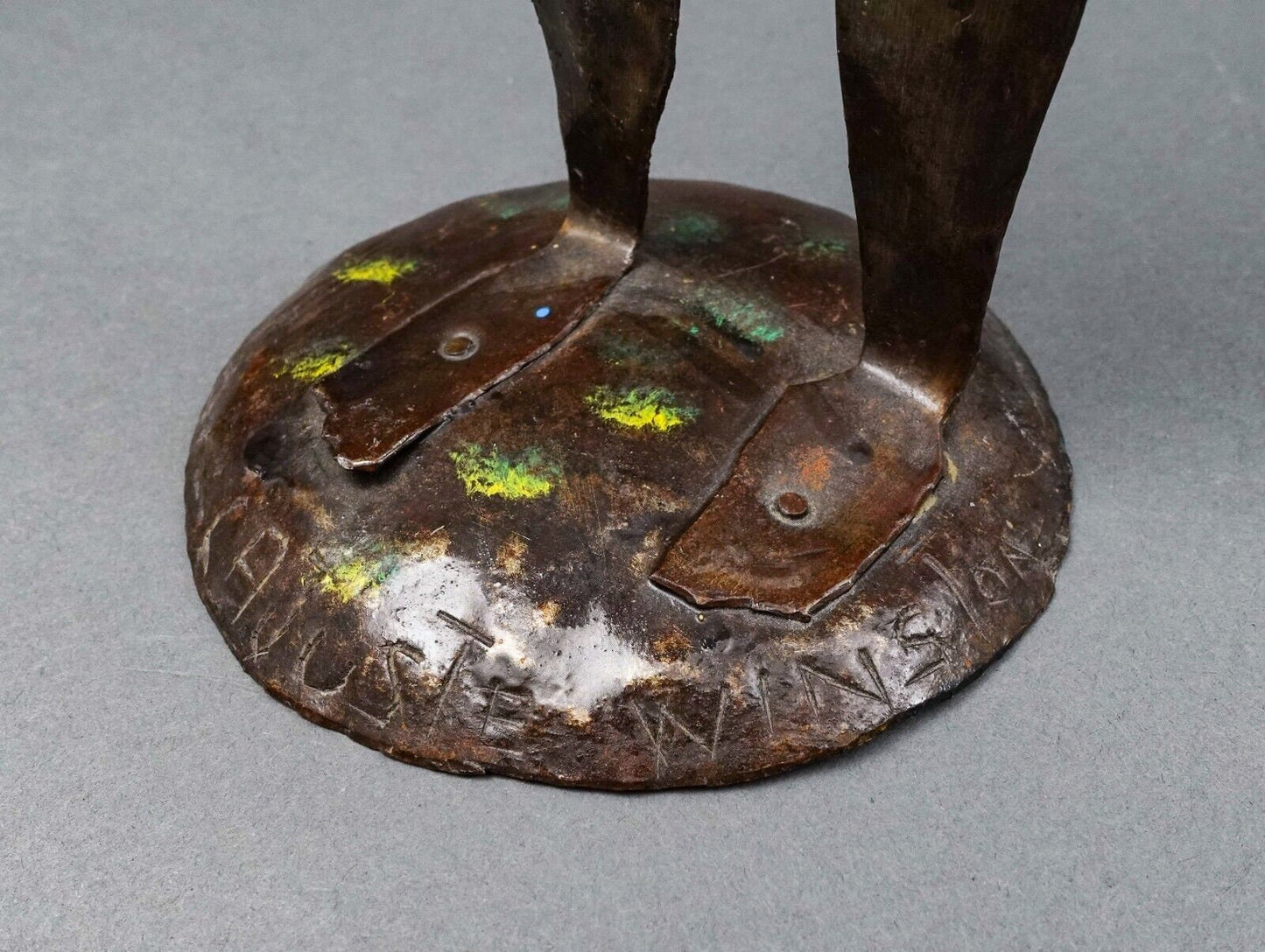 Winston Cajuste (20th C, Haiti) Signed Folk Art Metal Fgurine Sculpture 17 1/4"