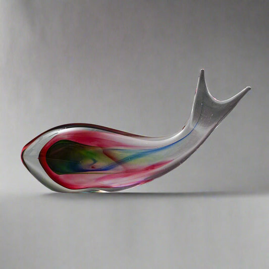 Seguso Signed MCM Italian Murano Art Glass Colorful Fish Sculpture 12"