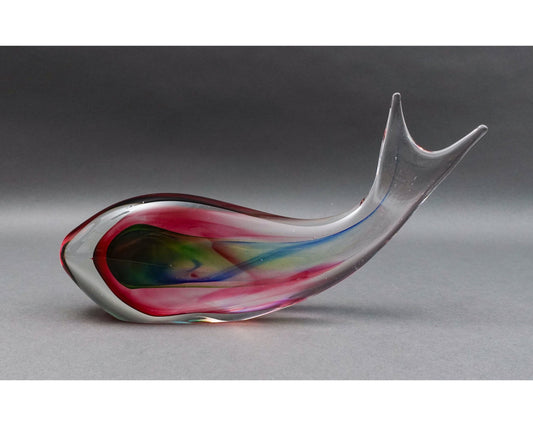 Seguso Signed MCM Italian Murano Art Glass Colorful Fish Sculpture 12"