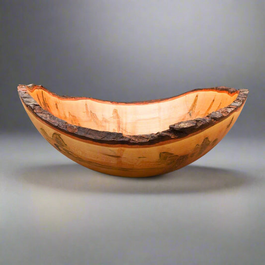 Don Stinson Studios Canada Large Carved Bark Edge Maple Bowl 18 1/2"