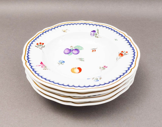 Richard Ginori Italian Fruits Porcelain 7 7/8" Rimmed Soup Bowls Set Of 4