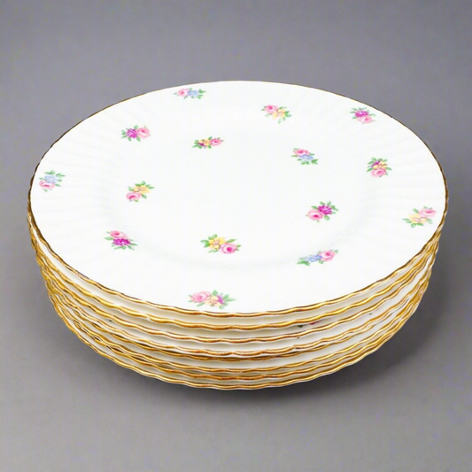Paragon England Rosebud Gold Trim Fine Bone China 7 3/4" Salad Plates Set Of 8