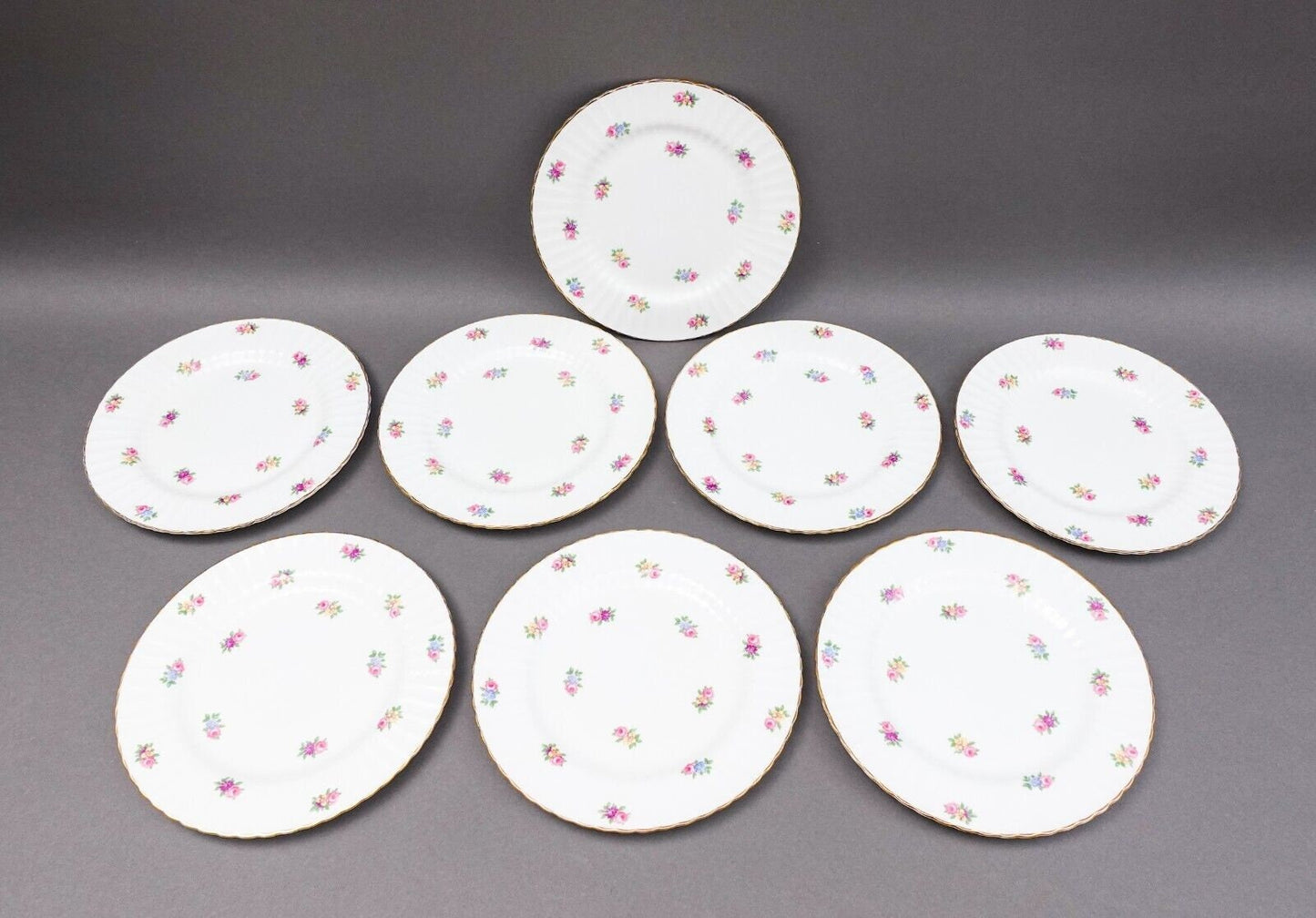 Paragon England Rosebud Gold Trim Fine Bone China 7 3/4" Salad Plates Set Of 8