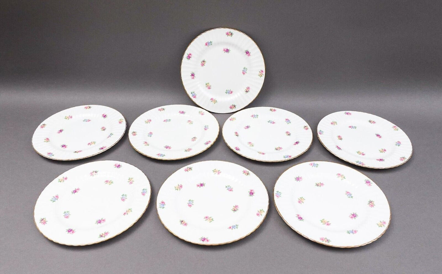 Paragon England Rosebud Gold Trim Fine Bone China 7 3/4" Salad Plates Set Of 8