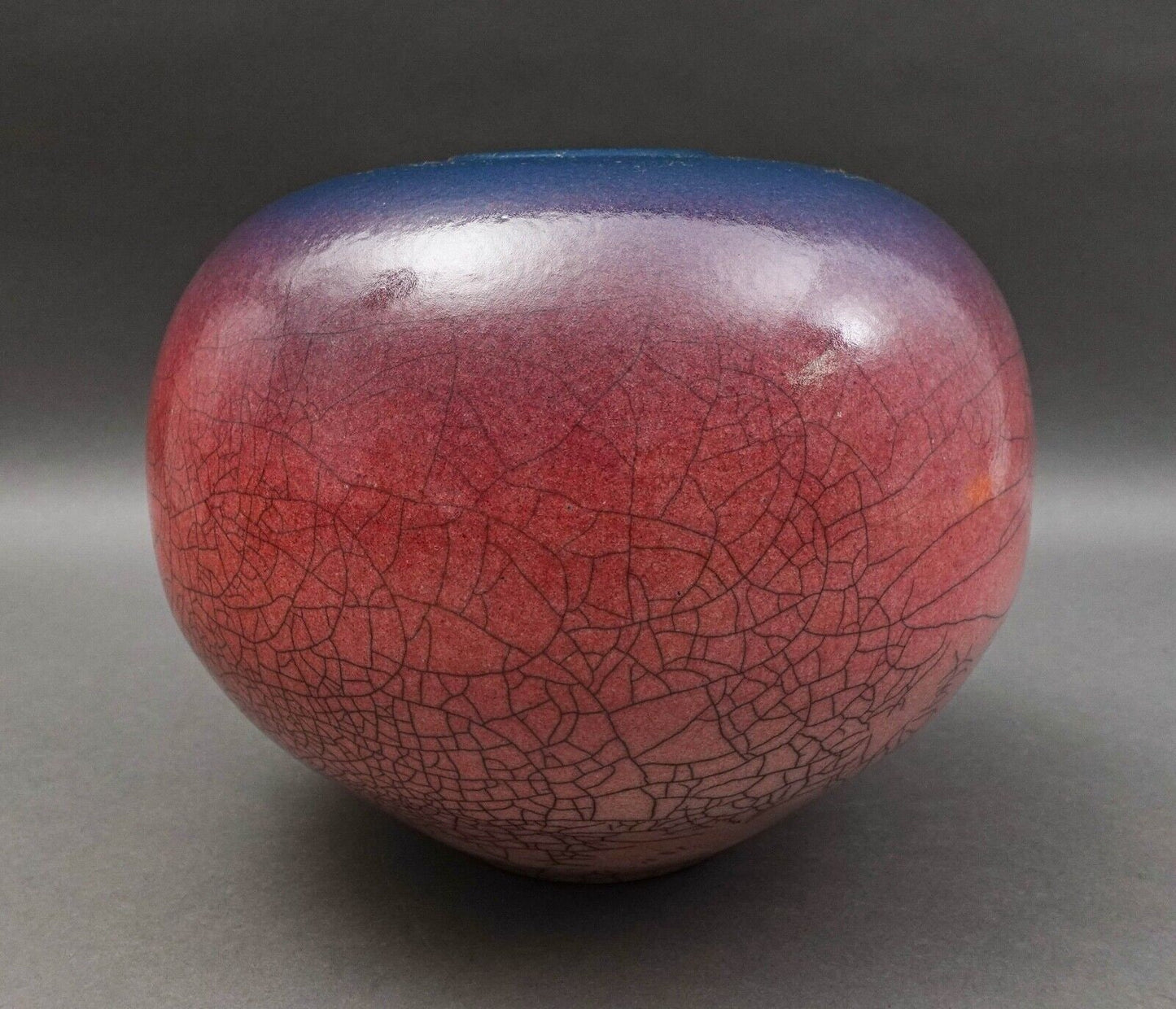 Galloway 1986 Signed Crackled Glazed Raku Studio Art Pottery Vase 9 1/2"