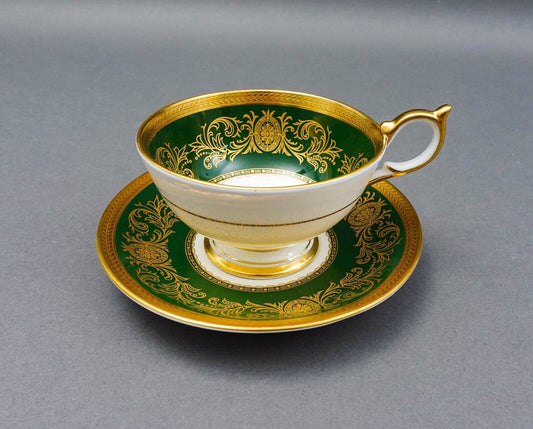 Aynsley England Imperial 193 Laurel Green Gold Cup & Saucer Set