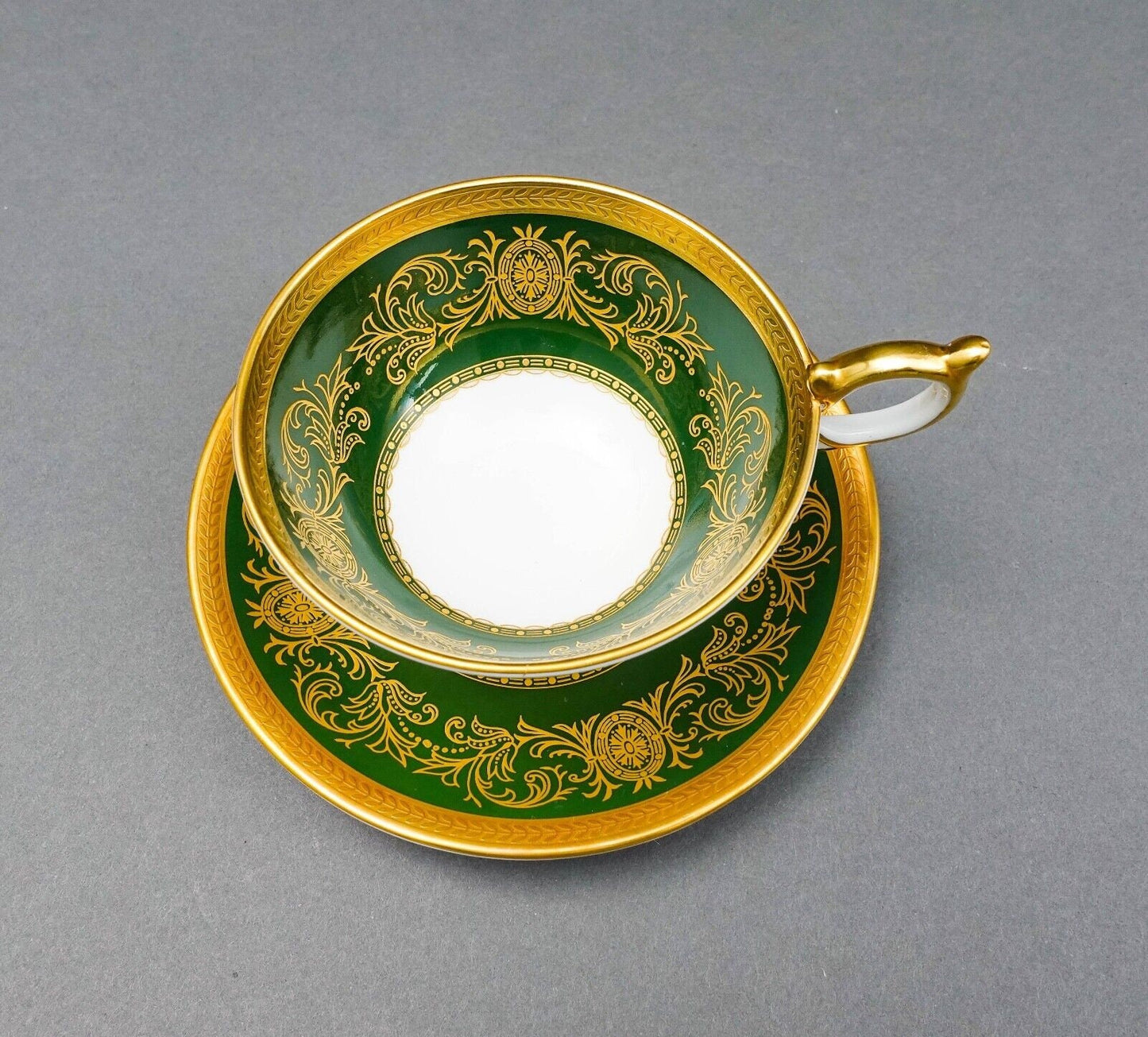 Aynsley England Imperial 193 Laurel Green Gold Cup & Saucer Set