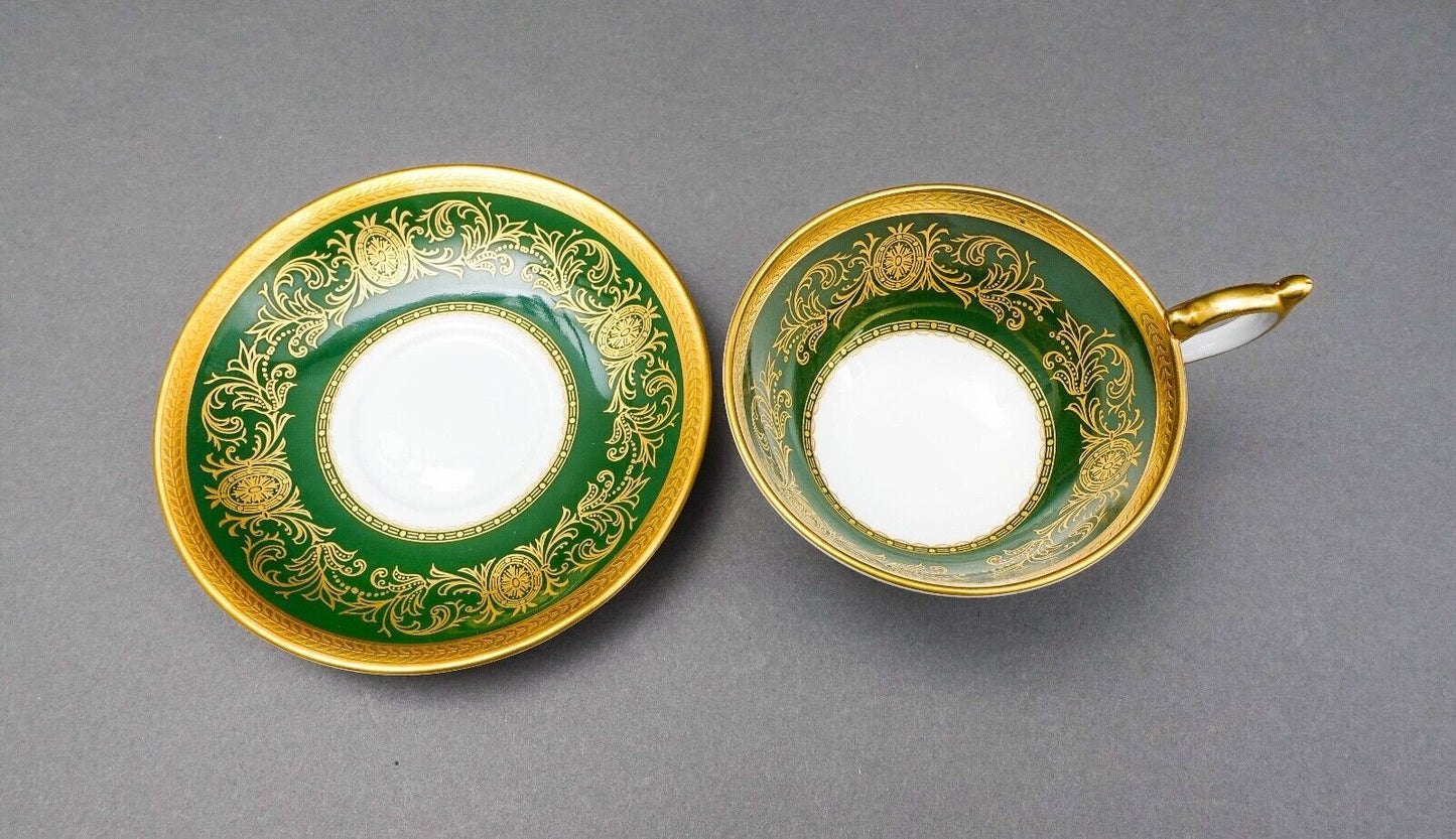 Aynsley England Imperial 193 Laurel Green Gold Cup & Saucer Set