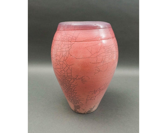 Galloway 1987 Signed Vintage Crackled Glazed Raku Studio Art Pottery Vase 12"