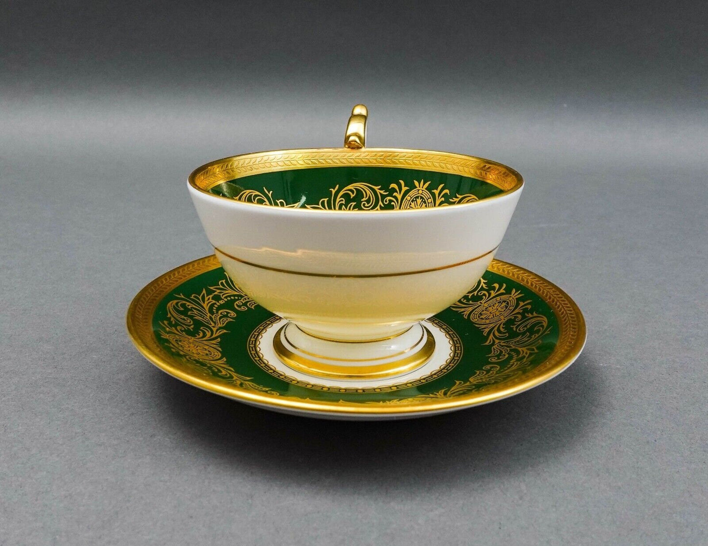 Aynsley England Imperial 193 Laurel Green Gold Cup & Saucer Set