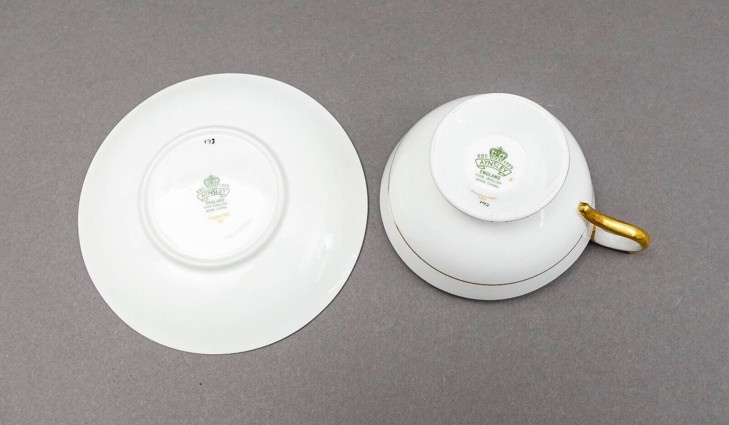 Aynsley England Imperial 193 Laurel Green Gold Cup & Saucer Set