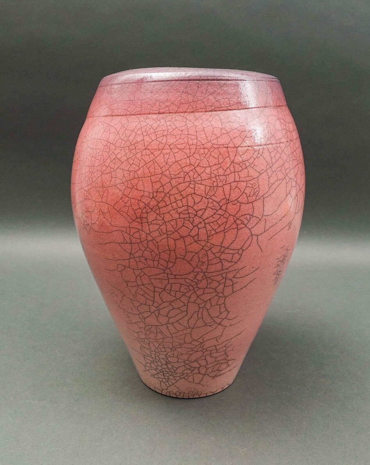 Galloway 1987 Signed Vintage Crackled Glazed Raku Studio Art Pottery Vase 12"