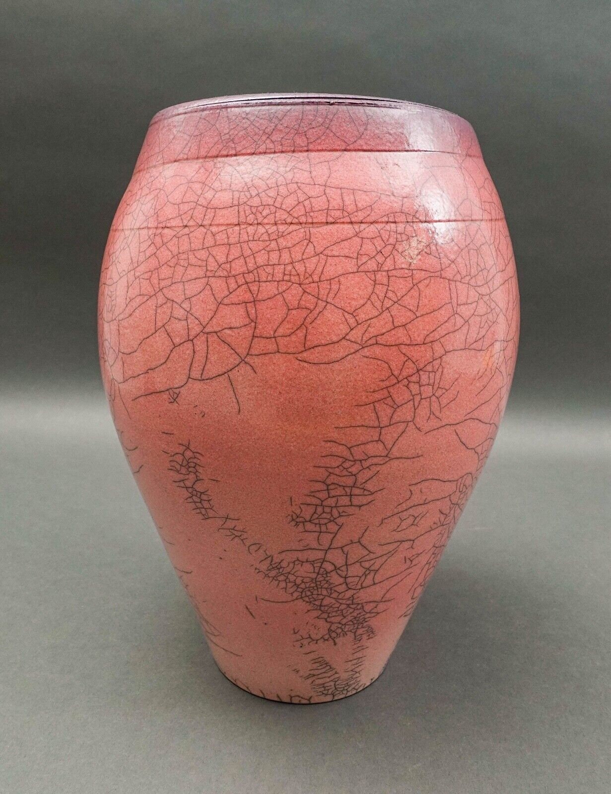 Galloway 1987 Signed Vintage Crackled Glazed Raku Studio Art Pottery Vase 12"