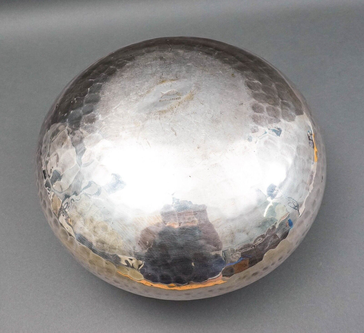 Gervasoni Blu Italy Hammered Silver Plate Metal Container Planter Vase 12"
