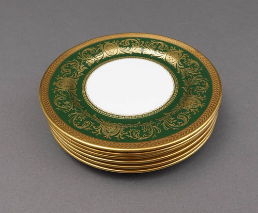 Aynsley England Imperial 193 Laurel Green Gold Bread & Butter Plates Set Of 6