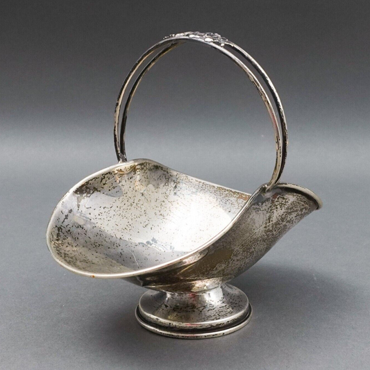 Plata Del Pilar Peru Vintage 925 Sterling Silver Small Repousse Floral Basket