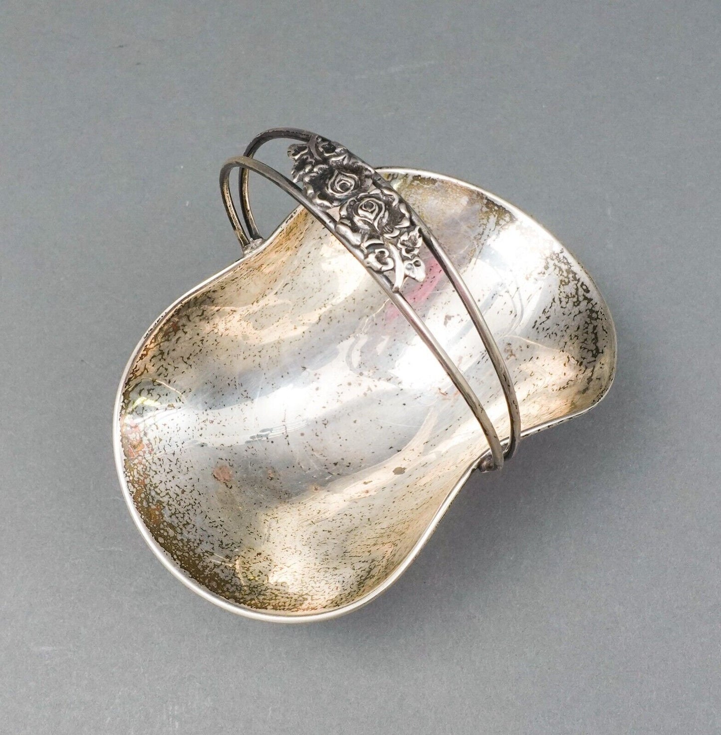 Plata Del Pilar Peru Vintage 925 Sterling Silver Small Repousse Floral Basket