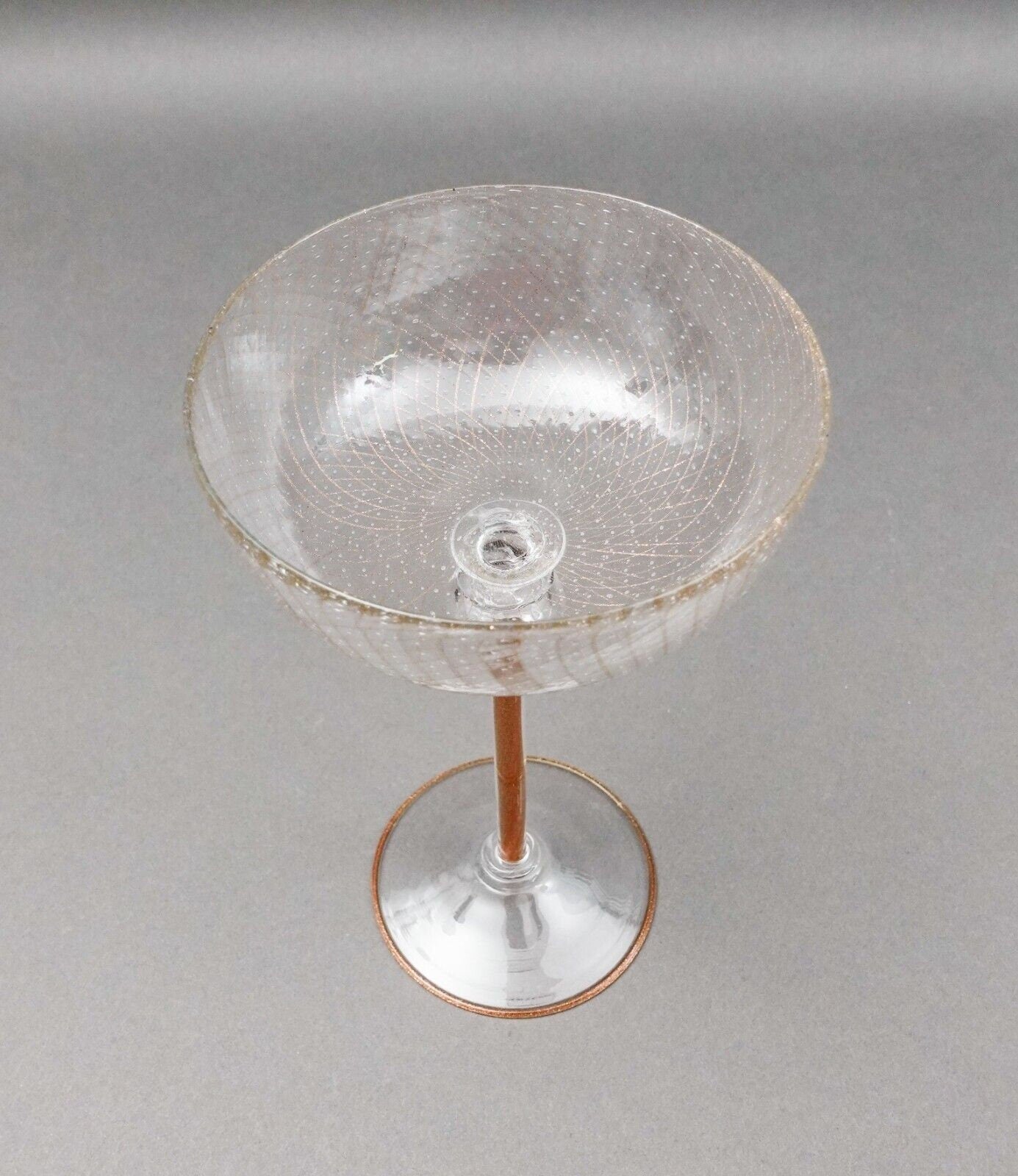 Pauly Venezia Signed Venetian Murano Aventurine Champagne Coupe Glasses Set Of 4