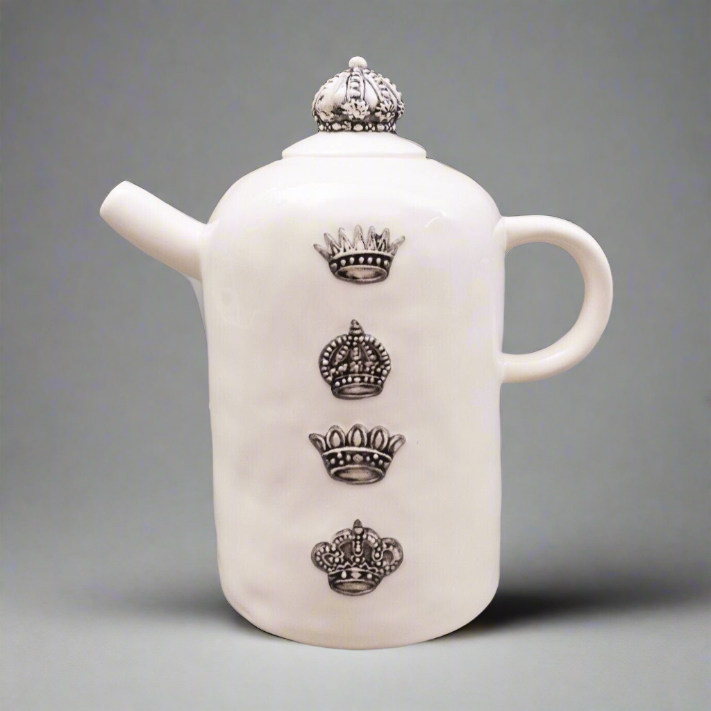 Rae Dunn Artisan Collection Vintage Have A Royal Day Crown Coffee Tea Pot Rare