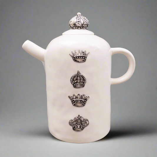 Rae Dunn Artisan Collection Vintage Have A Royal Day Crown Coffee Tea Pot Rare