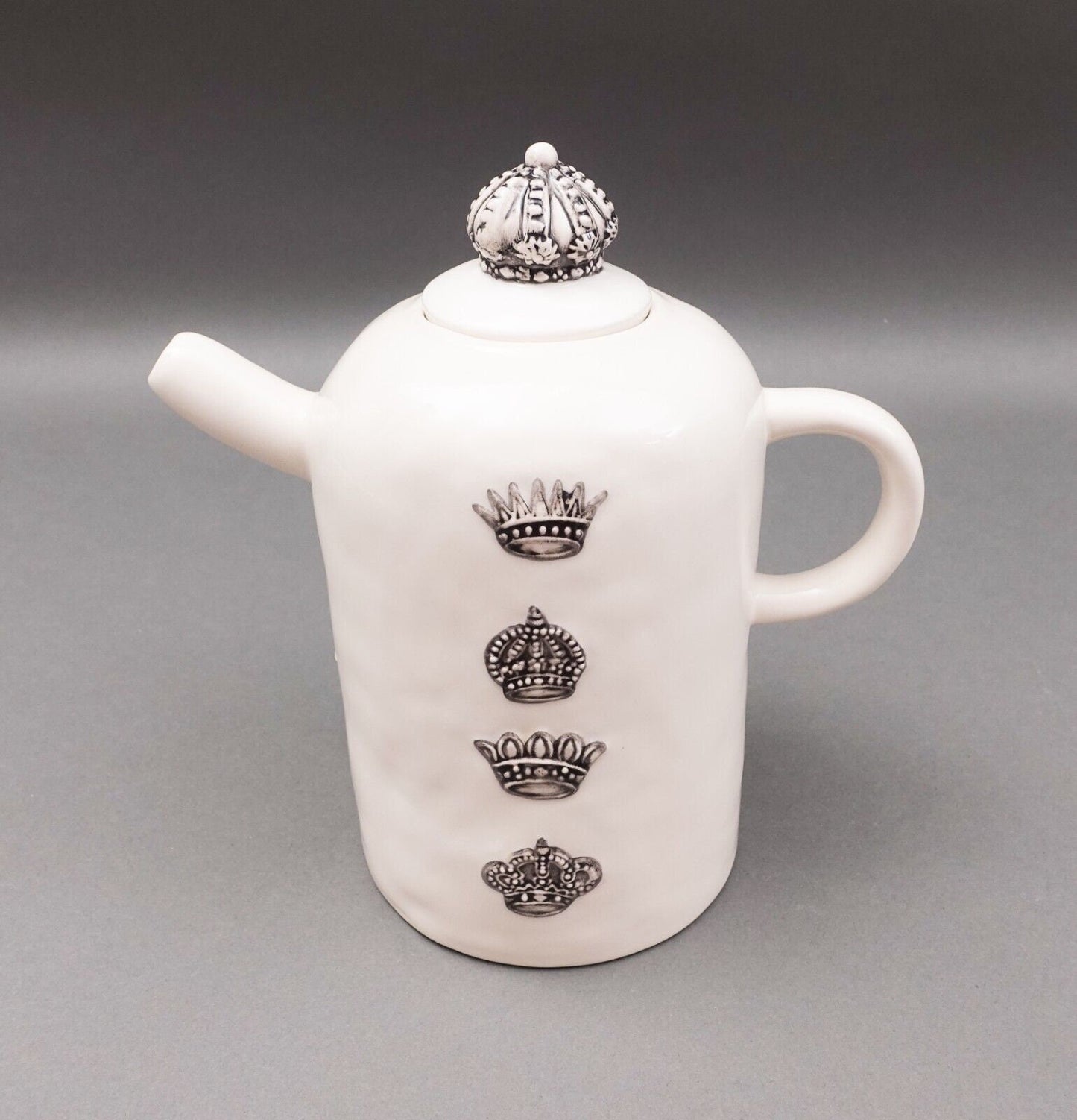 Rae Dunn Artisan Collection Vintage Have A Royal Day Crown Coffee Tea Pot Rare