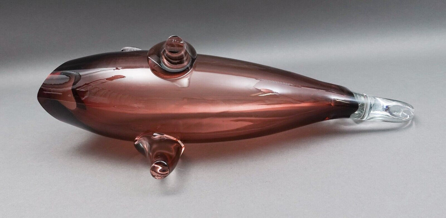 Blenko USA Winslow Anderson MCM Hand Blown Art Glass Fish Sculpture 16 1/2"