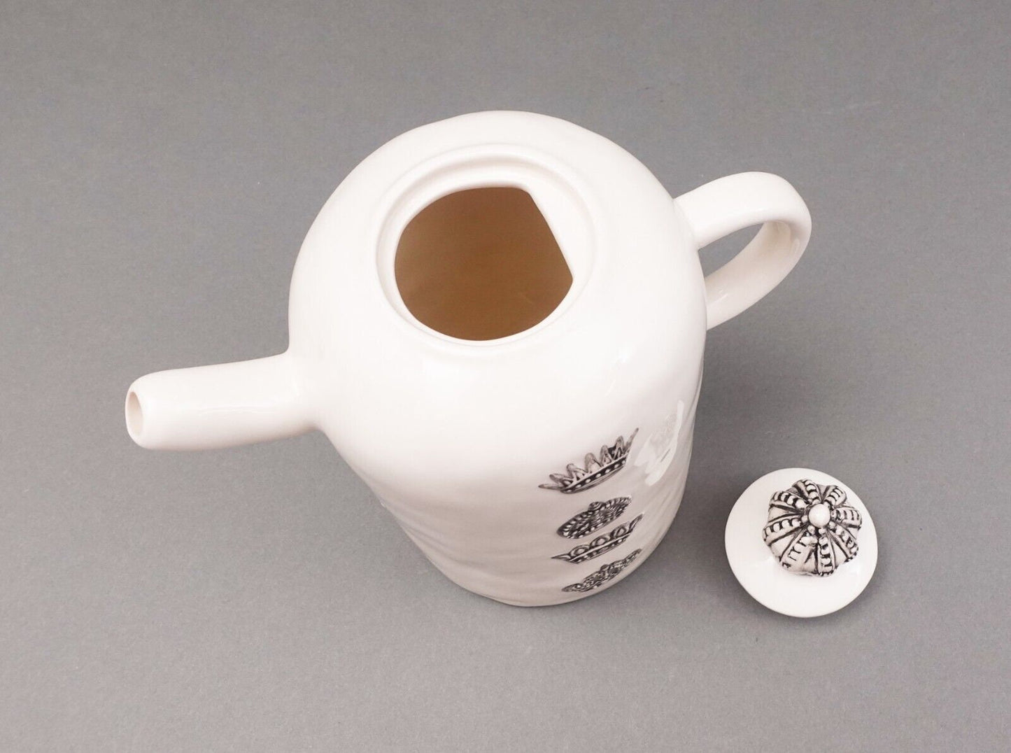 Rae Dunn Artisan Collection Vintage Have A Royal Day Crown Coffee Tea Pot Rare