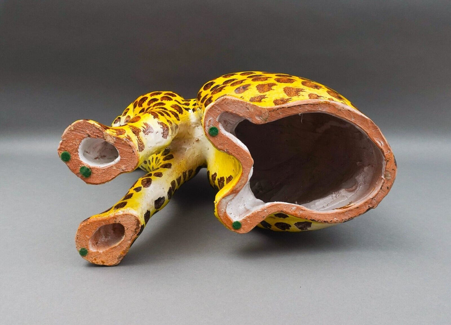 MCM Italy Large Hand Painted Terracotta Pottery Cheetah Leopard Statue Sculpture