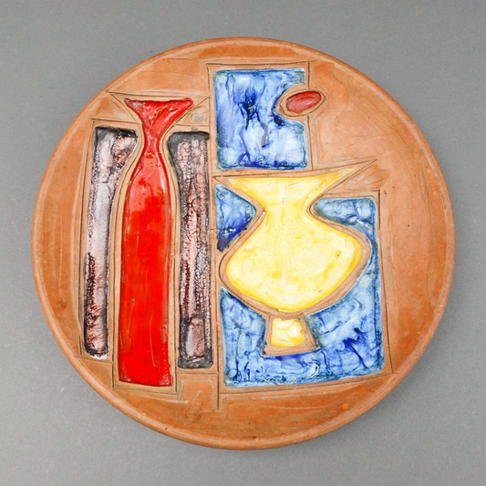 Raymor Bitossi Alvino Bagni Italy MCM Terra Cotta Art Pottery Plate 10 3/4"