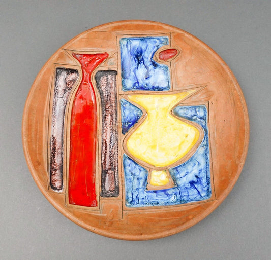 Raymor Bitossi Alvino Bagni Italy MCM Terra Cotta Art Pottery Plate 10 3/4"