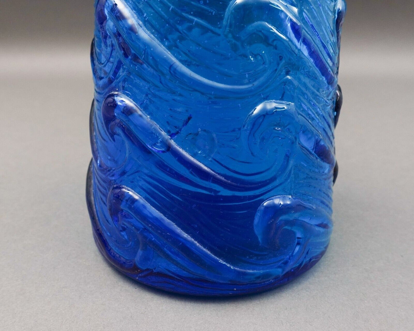 Empoli Italian Vintage MCM Blue Wave Art Glass Decanter Genie Bottle 22" (Read)