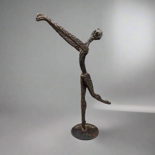 Arik Amir Israel Signed MCM Brutalist Iron Ballerina Ballet Dancer Sculpture 16"
