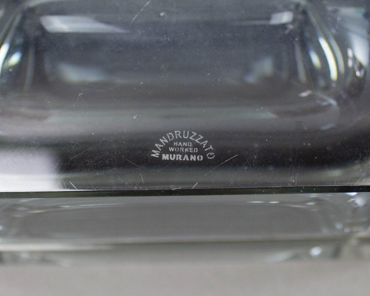 Mandruzzato Murano Italy Sommerso Smoke Gray Art Glass Trinket Jewel Box Vintage