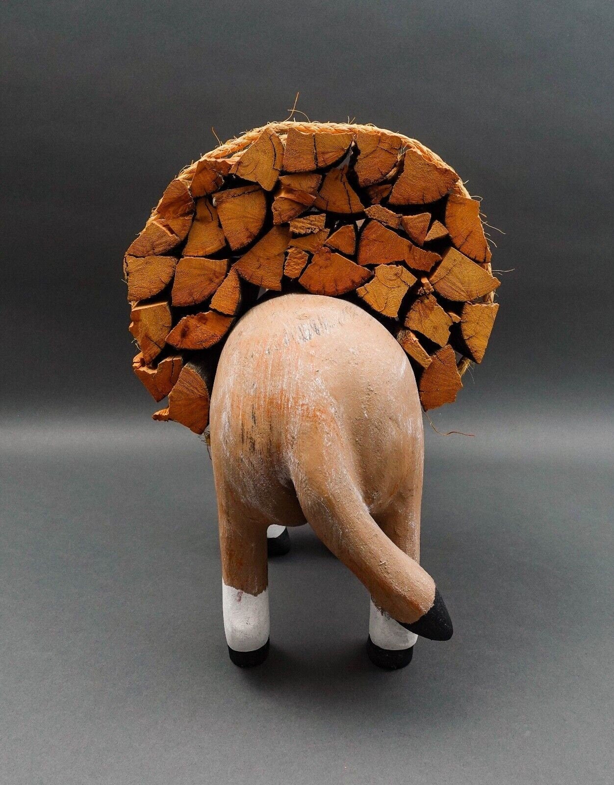Hector Rascon Mexico Signed Rare 1990 Hand Carved Wood Folk Art Burro Donkey 18"