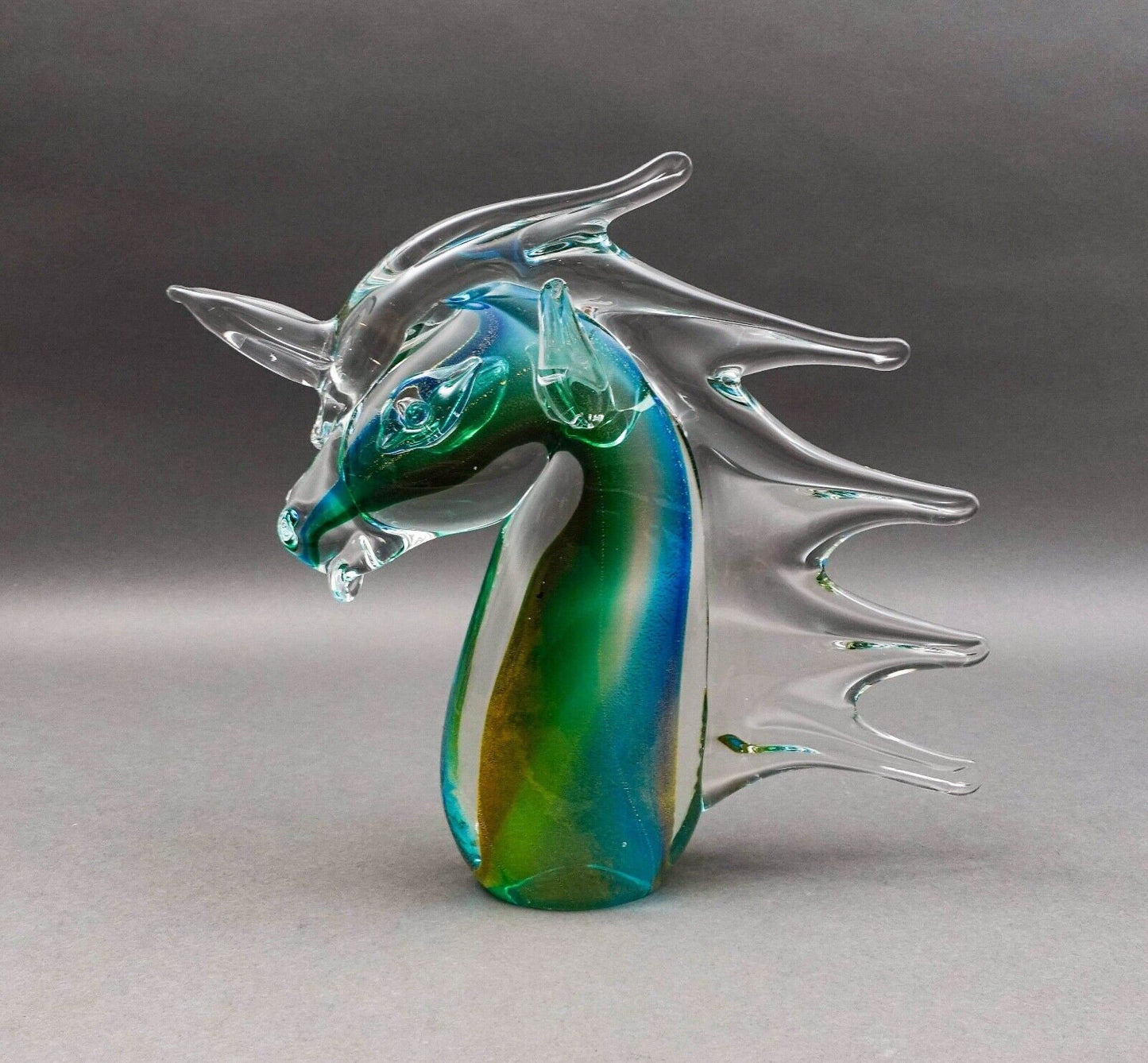 Archimede Seguso Murano Signed Italian Sommerso Glass Unicorn Horse Sculpture