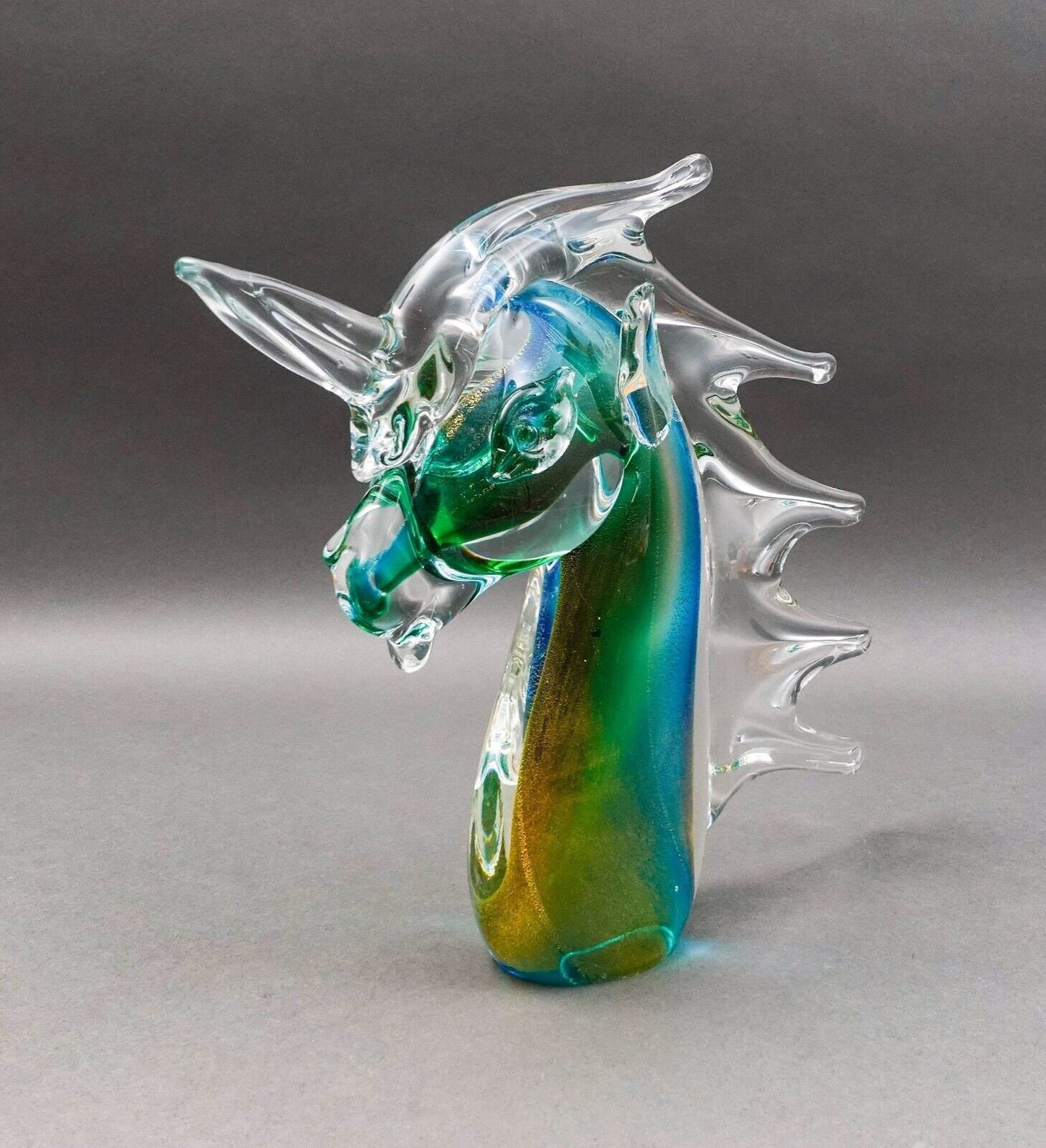 Archimede Seguso Murano Signed Italian Sommerso Glass Unicorn Horse Sculpture