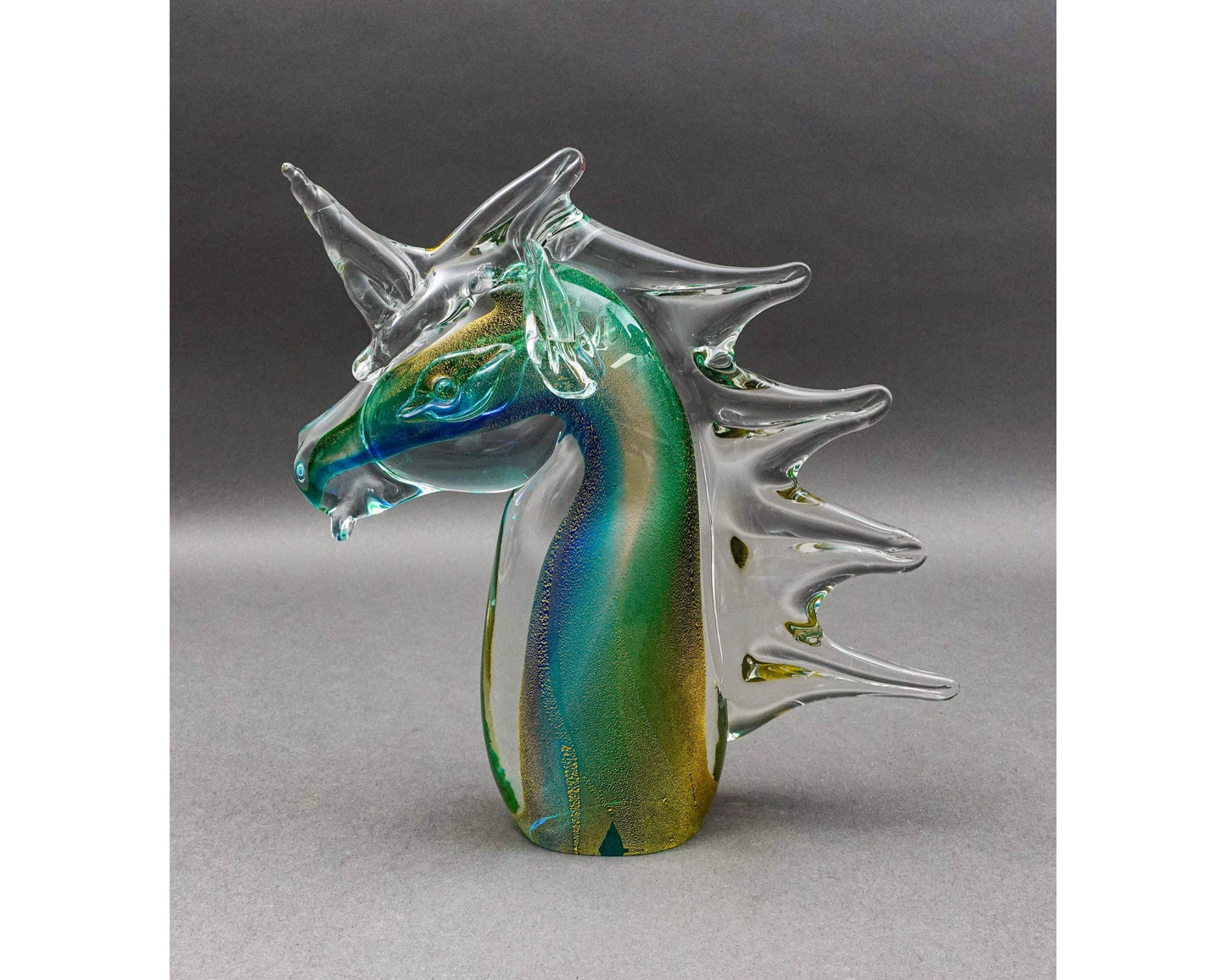 Archimede Seguso Murano Signed Italian Sommerso Glass Unicorn Horse Sculpture