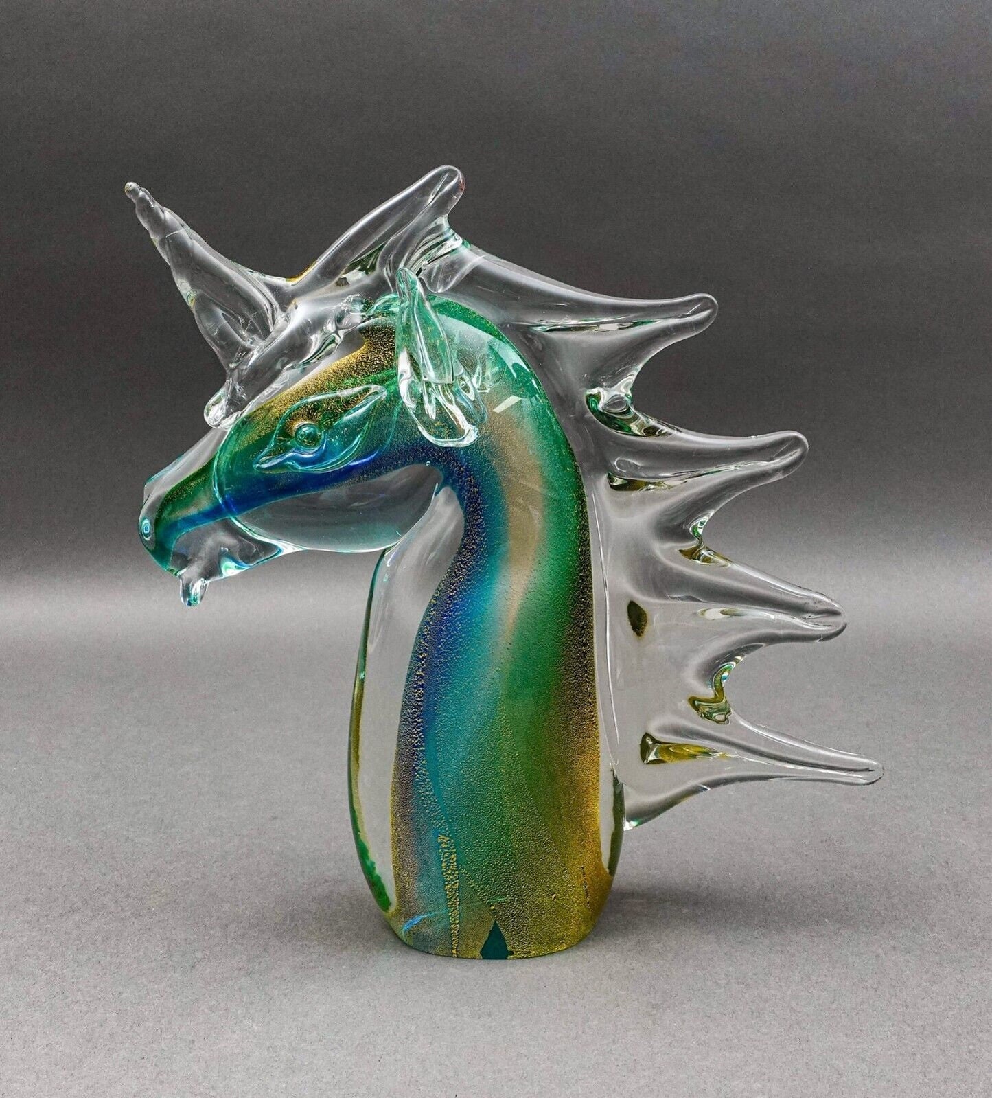 Archimede Seguso Murano Signed Italian Sommerso Glass Unicorn Horse Sculpture