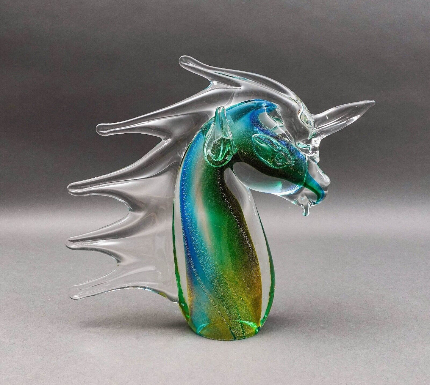 Archimede Seguso Murano Signed Italian Sommerso Glass Unicorn Horse Sculpture