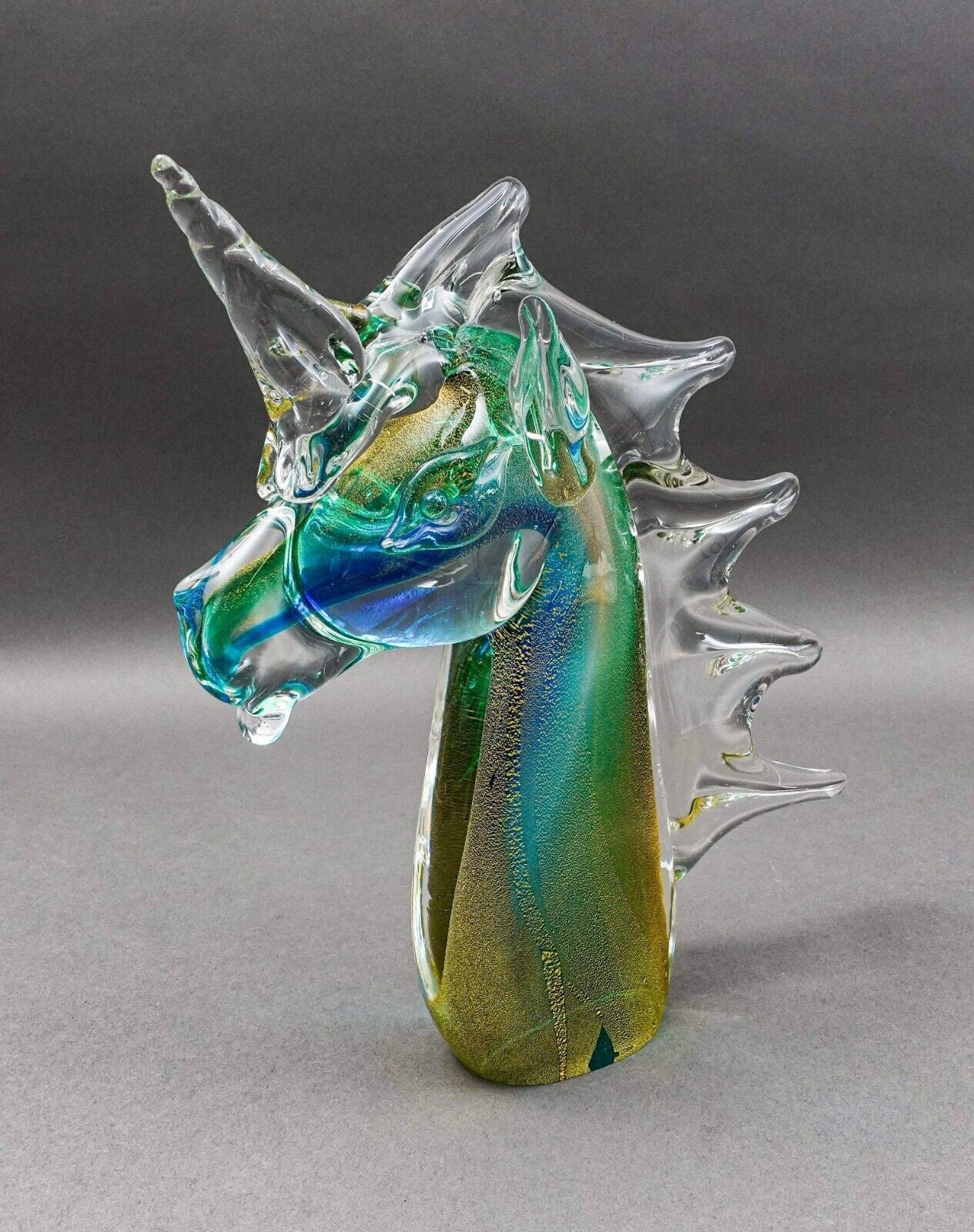 Archimede Seguso Murano Signed Italian Sommerso Glass Unicorn Horse Sculpture