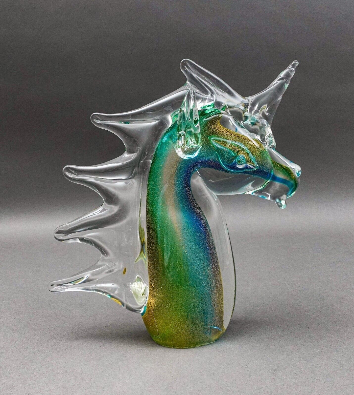 Archimede Seguso Murano Signed Italian Sommerso Glass Unicorn Horse Sculpture