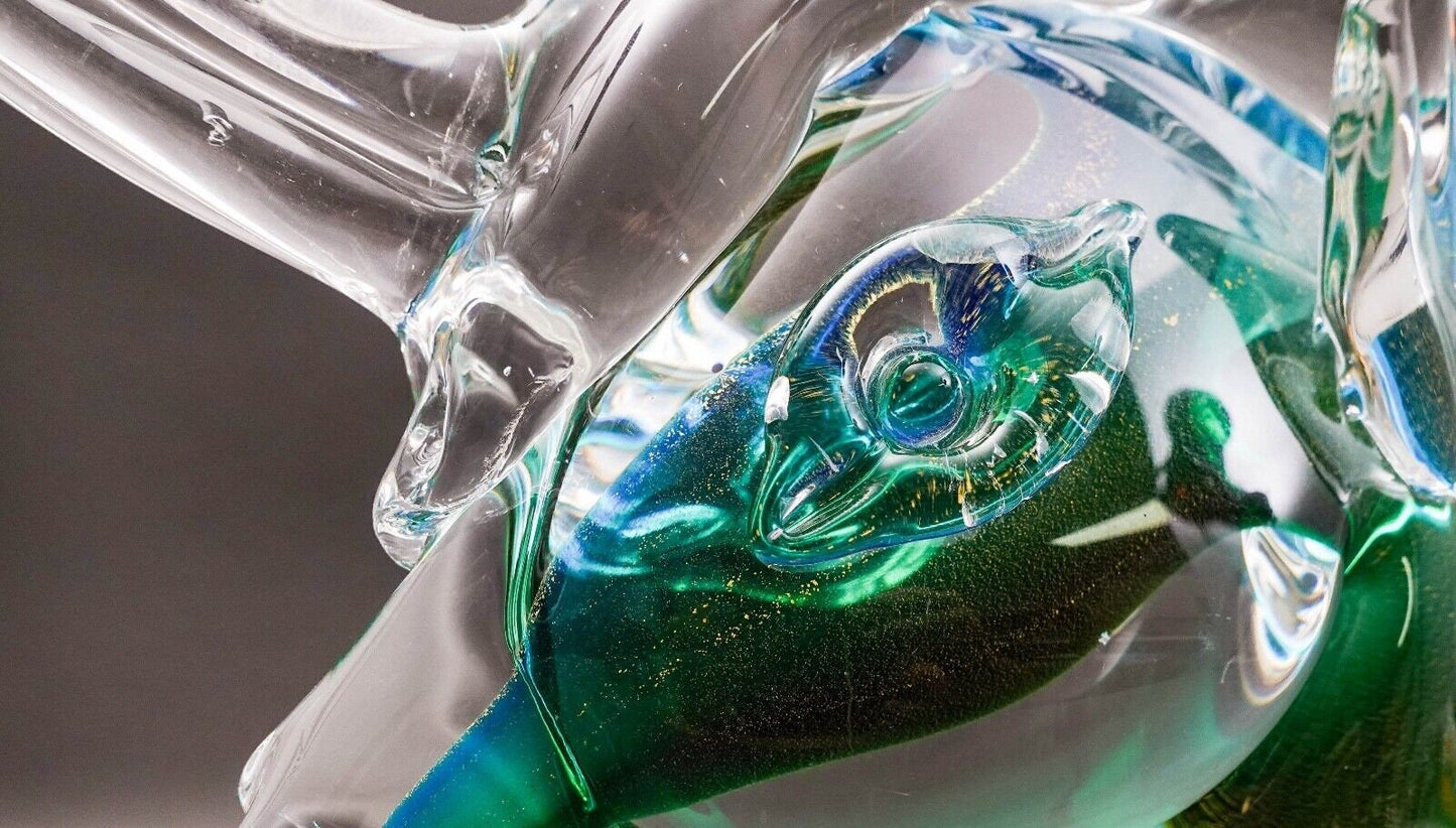 Archimede Seguso Murano Signed Italian Sommerso Glass Unicorn Horse Sculpture