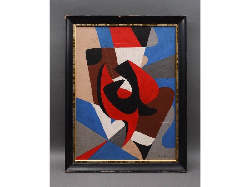 Jean Rets (Belgian, 1910-1998) Signed Abstract Oil On Canvas Painting
