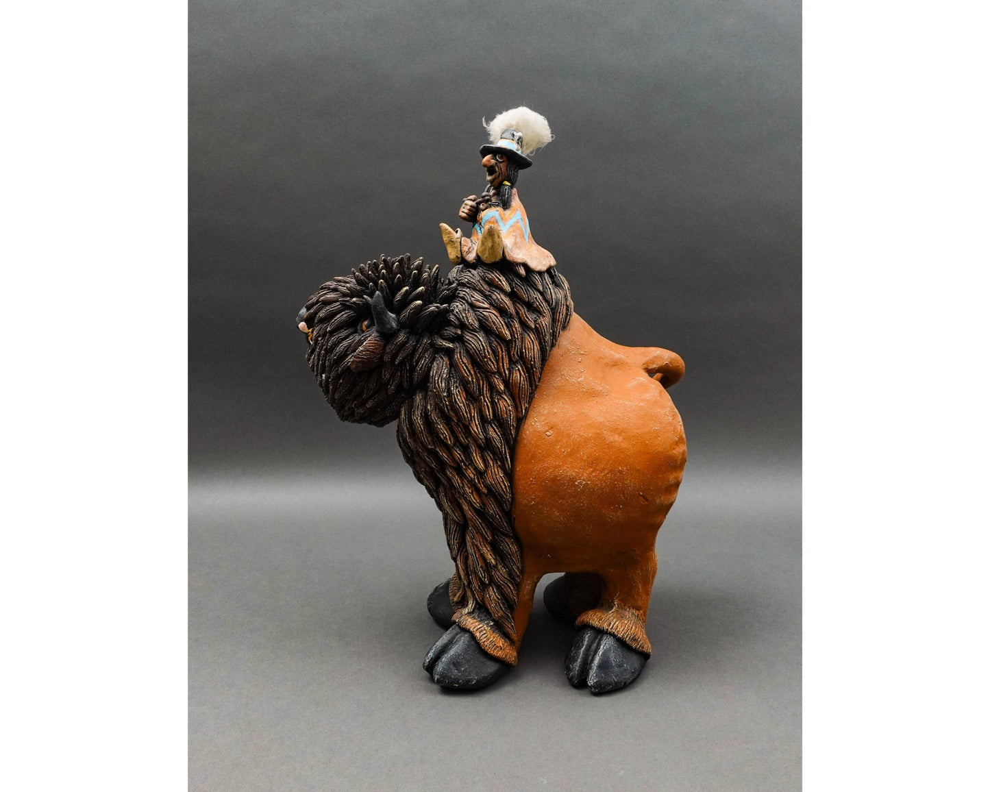 Todd Warner Signed Rare 1993 Bison Or Buffalo Medicine Man Large Sculpture