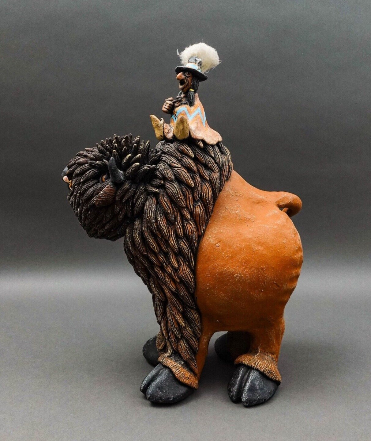 Todd Warner Signed Rare 1993 Bison Or Buffalo Medicine Man Large Sculpture