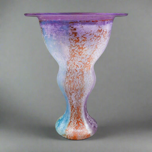 Kosta Boda Sweden Kjell Engman Signed Can Can Flower Art Glass Vase 8 5/8"